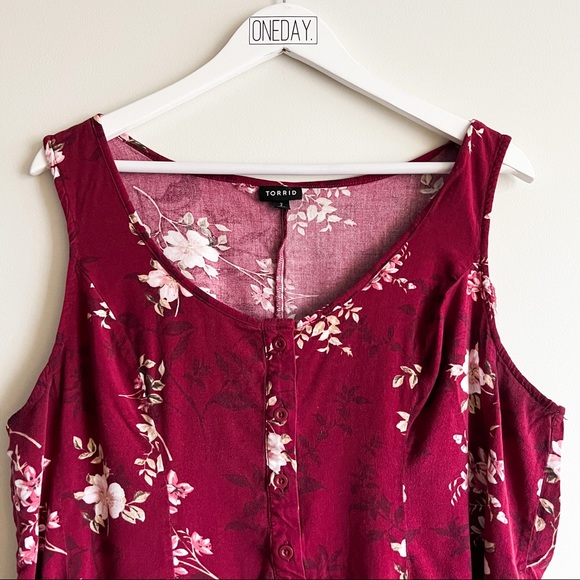 Torrid FLORAL CHALLIS FIT & FLARE TANK - Picture 4 of 8